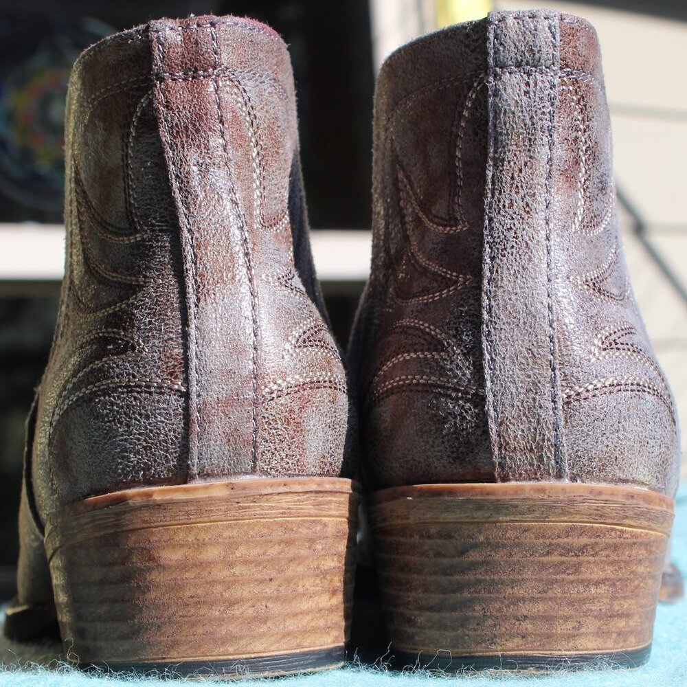 Roper Womens Grey Faux Leather Ava Western Ankle Boots Size W10 - Picture 5 of 14
